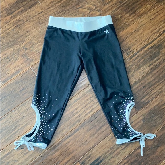 rebel athletic Pants & Jumpsuits Rebel Athletic Black Capri Leggings Crystals M Poshmark